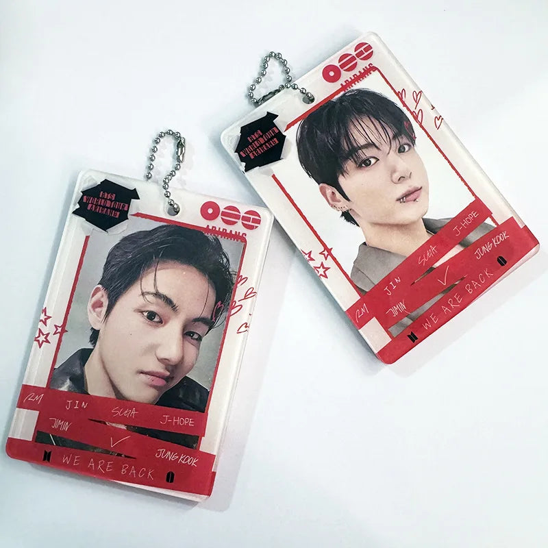 KPOP BTS Acrylic Photocard Holder Keychain Waterproof Protective Case  Photocard Storage for Jungkook Jimin V Fans Pendant