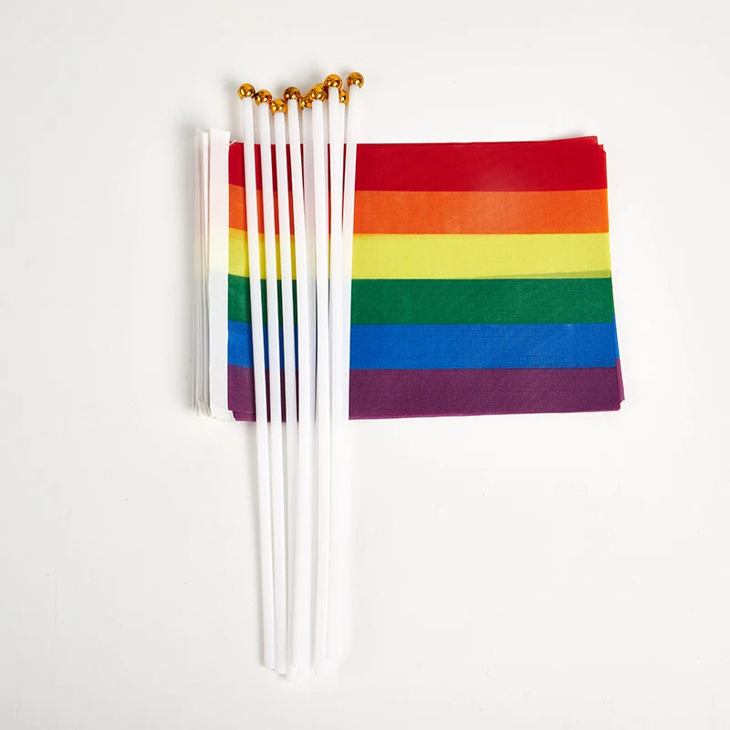 10 Piece Mini Pride Flag Set – Parade & Party Decorations