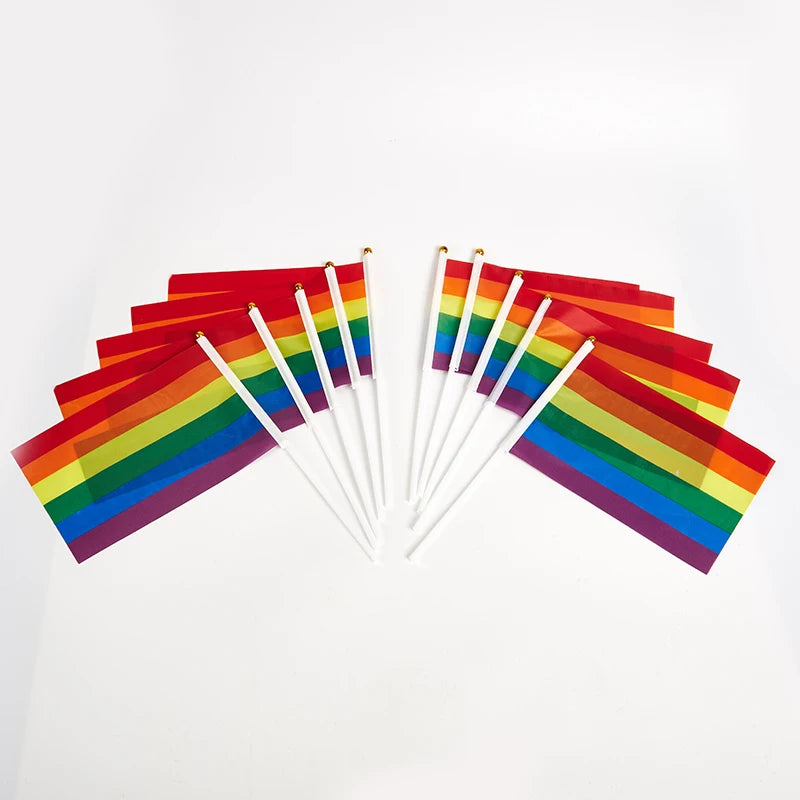 10 Piece Mini Pride Flag Set – Parade & Party Decorations